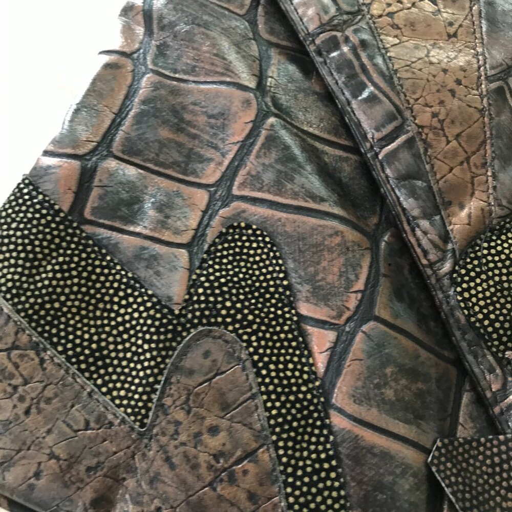 Vtg Patchwork Metallic Asymmetrical Convertible E… - image 3